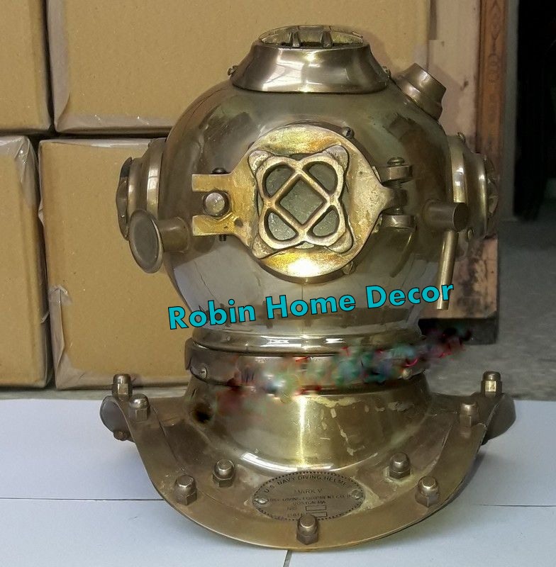 antique finish copper& Brass deep sea divers diving helmet U S Nevy Helmet